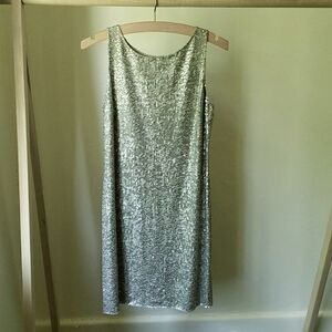 Vintage Calvin Klein Collection silver/grey sequin shift dress size 8